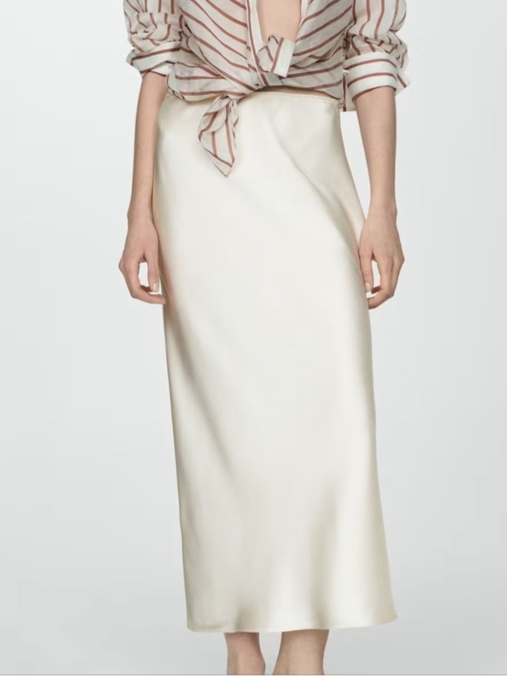 Ivory mango satin maxi skirt